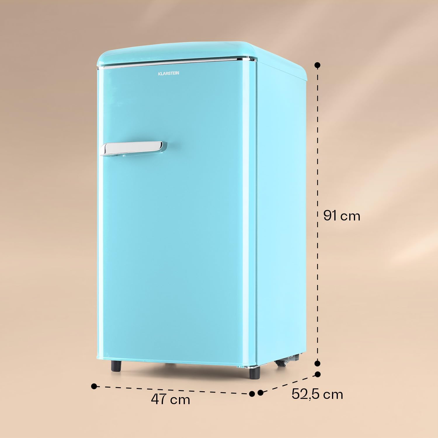 Klarstein Laika Gefrierschrank - 60 Liter Gesamtvolumen, Thermostat mit 5 Stufen, 0 bis -18 °C, 3 Einschübe, freistehend, Retro-Design, blau