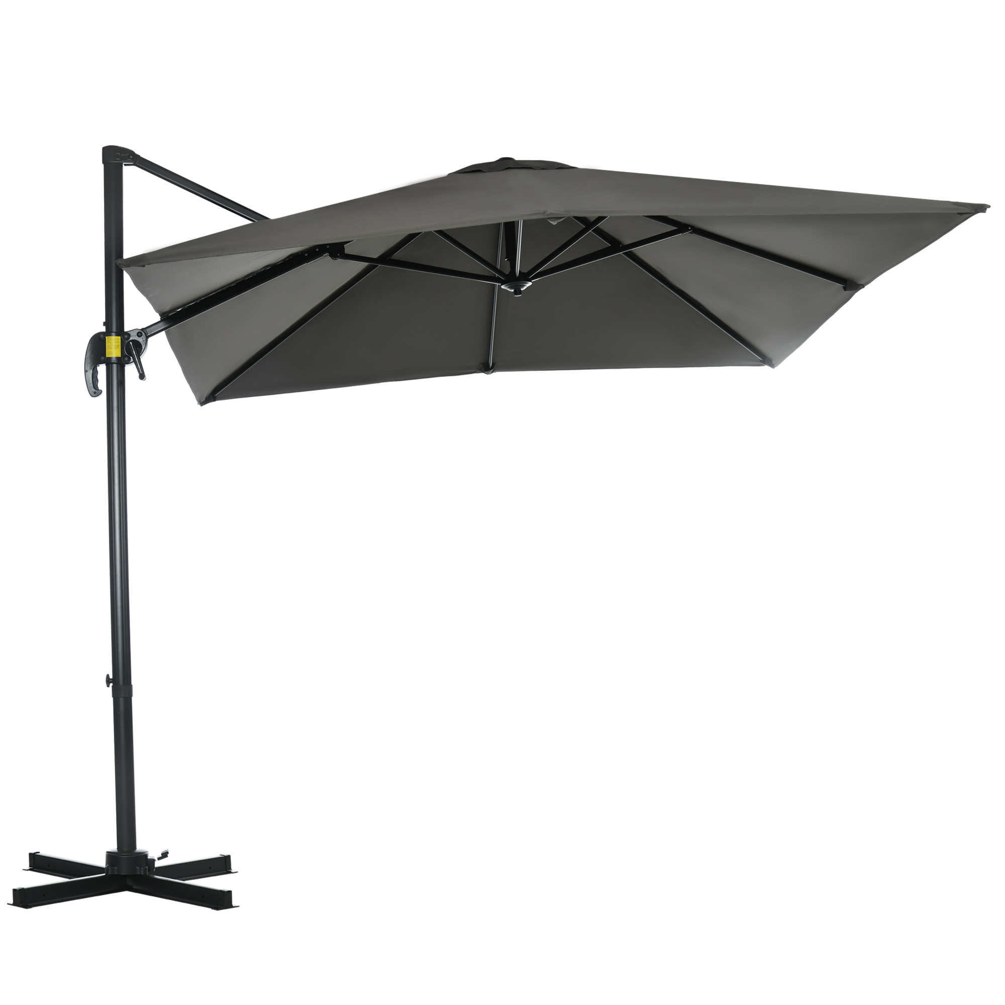 Outsunny Ampelschirm Sonnenschirm Gartenschirm, Kreuzfuß, schwenkbar, wetterbeständig, 245 cm x 245 cm x 245 cm, Grau