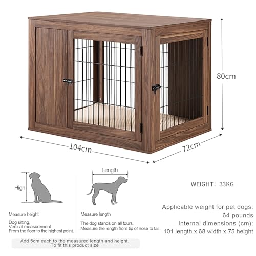 Kennel cane Medio Piccolo Cuccia Moderna da Interno Grande in Legno e Metallo Casetta Cane Tavolino per Gabbia Elegante Recinto per Cani di Piccolo Media fino a 50 kg. ( Color : Walnut , Size : 104*72 : Amazon.it: Prodotti per animali domestici