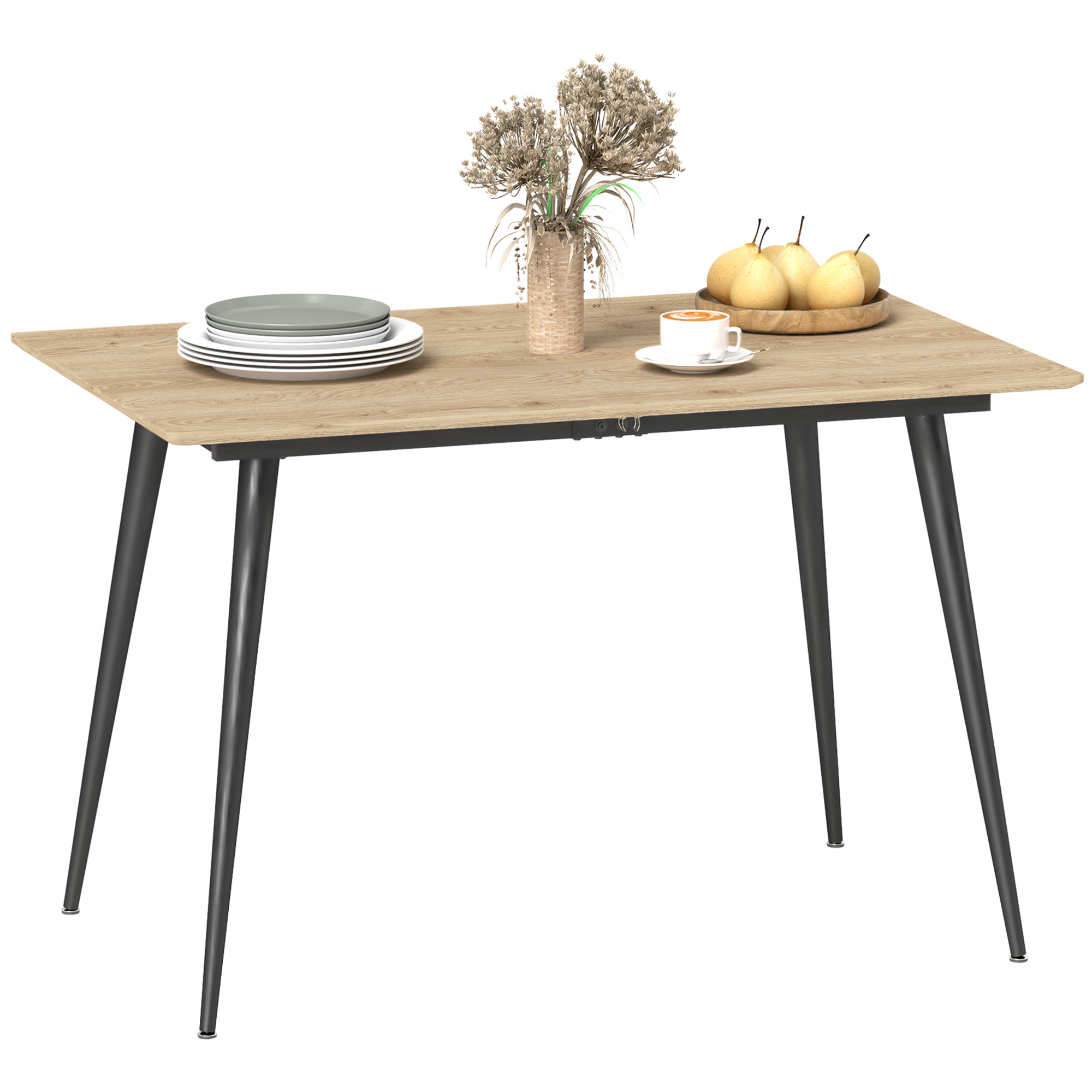 HOMCOM Klappbarer Esstisch ausziehbar 120-160 cm für 6-8 Personen mit Stahlbeinen, natur