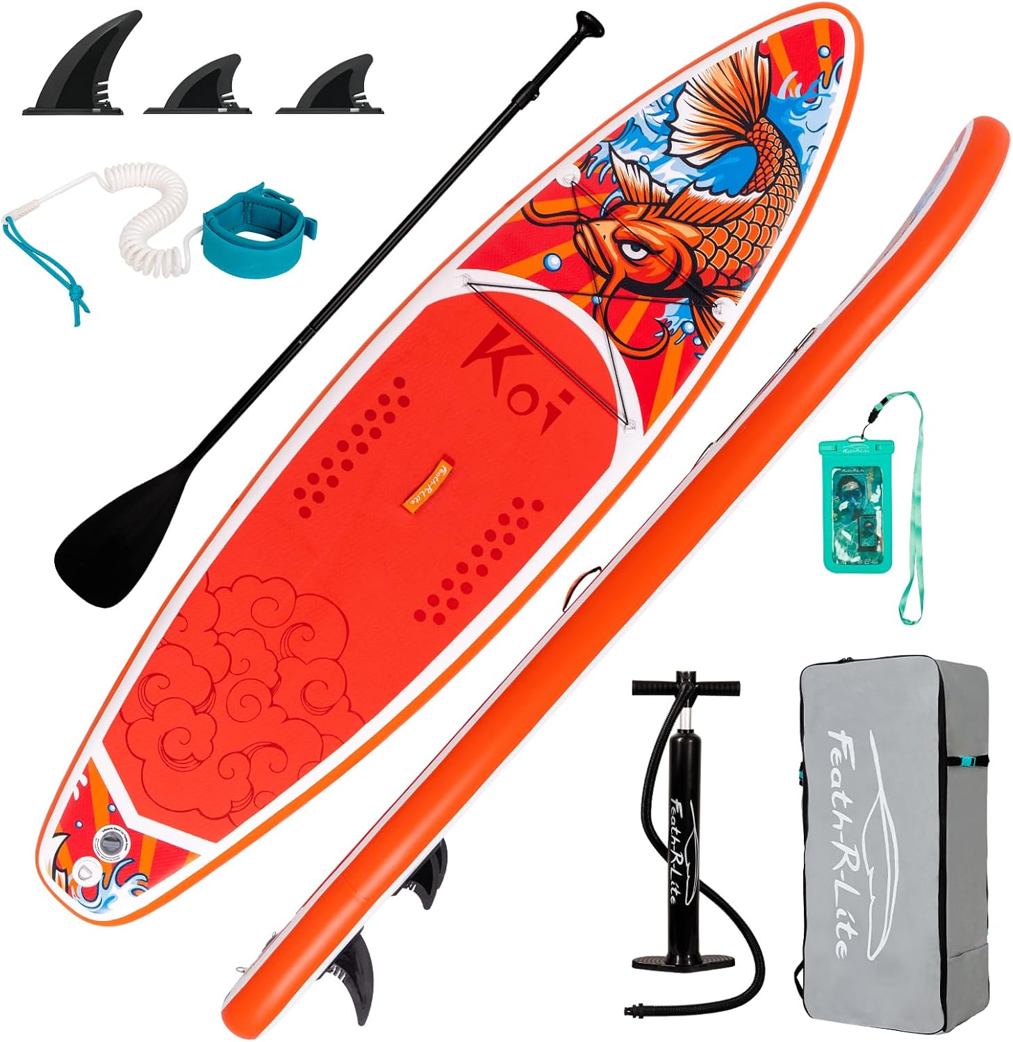 FunWater Tavola da surf gonfiabile SUP completa paddleboard accessori pagaia regolabile,pompa,zaino da viaggio,guinzaglio di sicurezza,custodia impermeabile