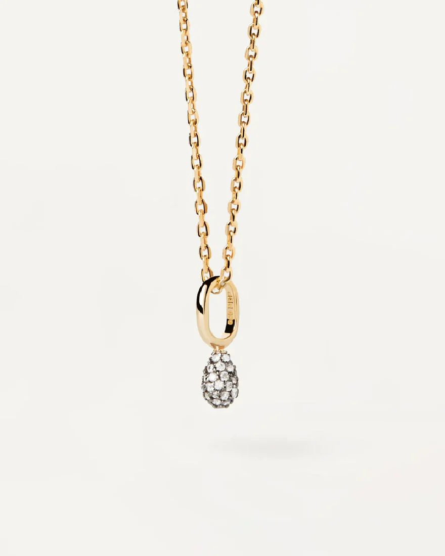 Collana Pdpaola in argento dorato con ciondolo a goccia con pav�� CO01-819-U
