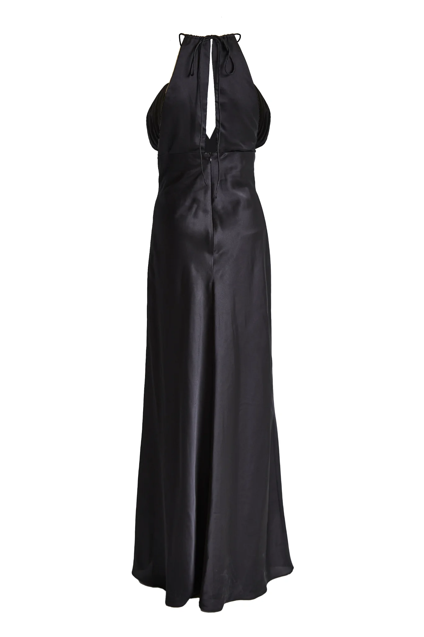 Marilyn Black Pleated Halterneck Maxi Dress