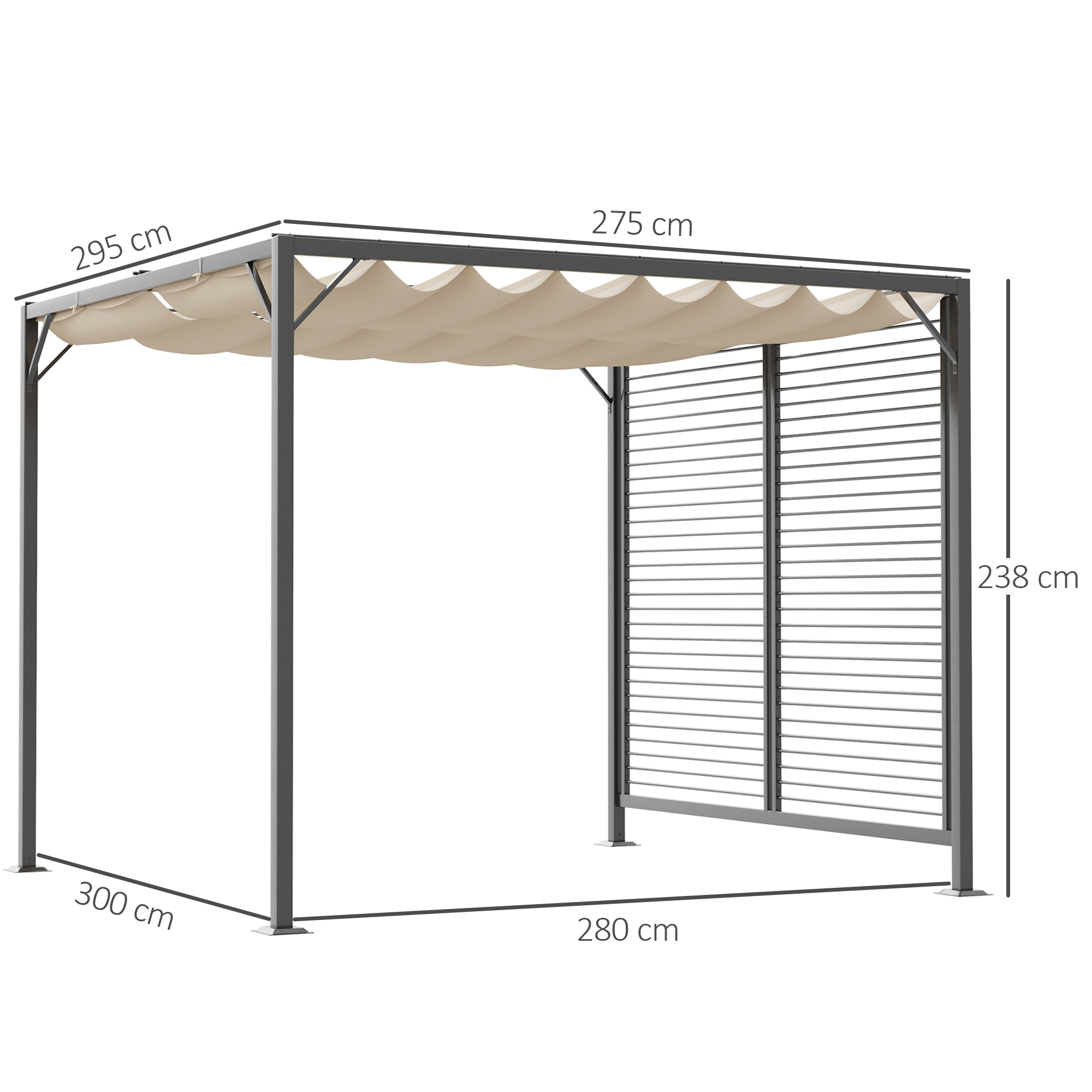 Outsunny paviljoen, pergola met verstelbaar stoffen dak