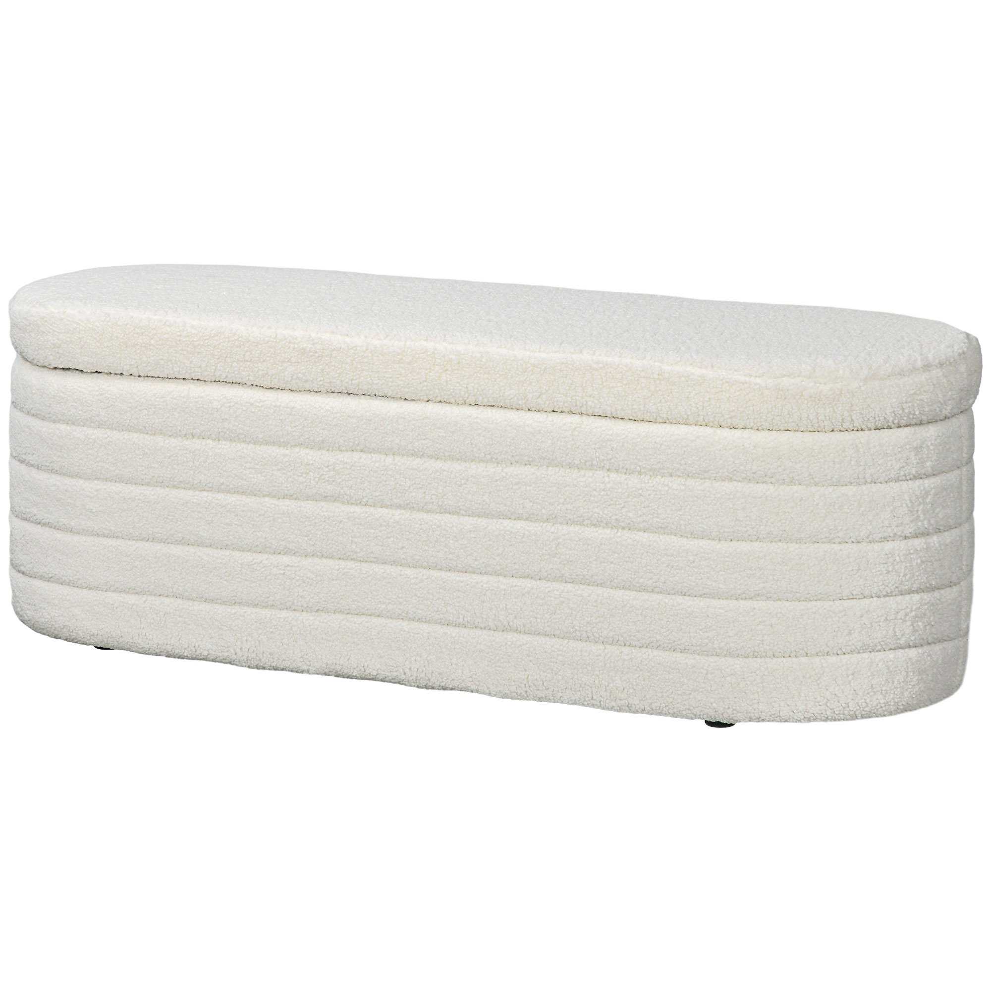 HOMCOM Bettbank, Stauraum, Teddy-Fleece, 116x41x40,5cm, Cremeweiß