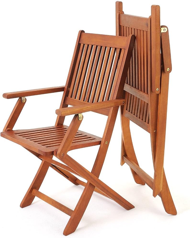 Casaria FSC Certified Acacia Wood Garden Table and Chairs Set of 5 Pieces 4+1 Balcony Terrace Porch Outdoor Furniture 120 x 70 x 75 cm