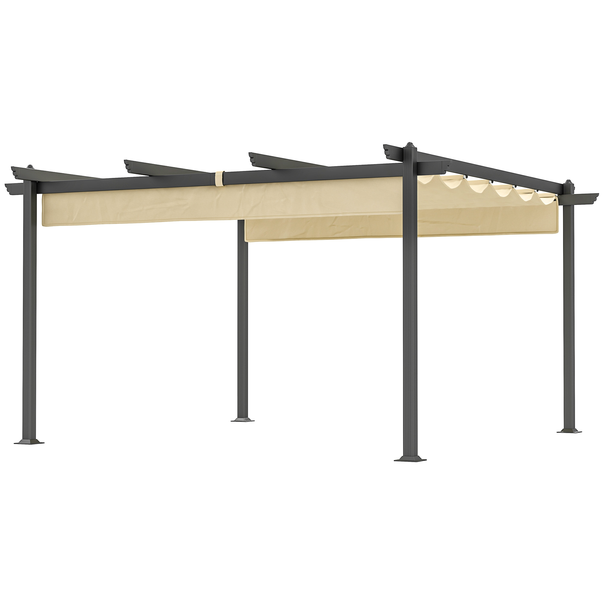 Outsunny Verstellbare Garten-Pergola, Pavillon mit Aluminium-Rahmen, Outdoor-Baldachin, für Garten, Balkon, Terrasse, Beige