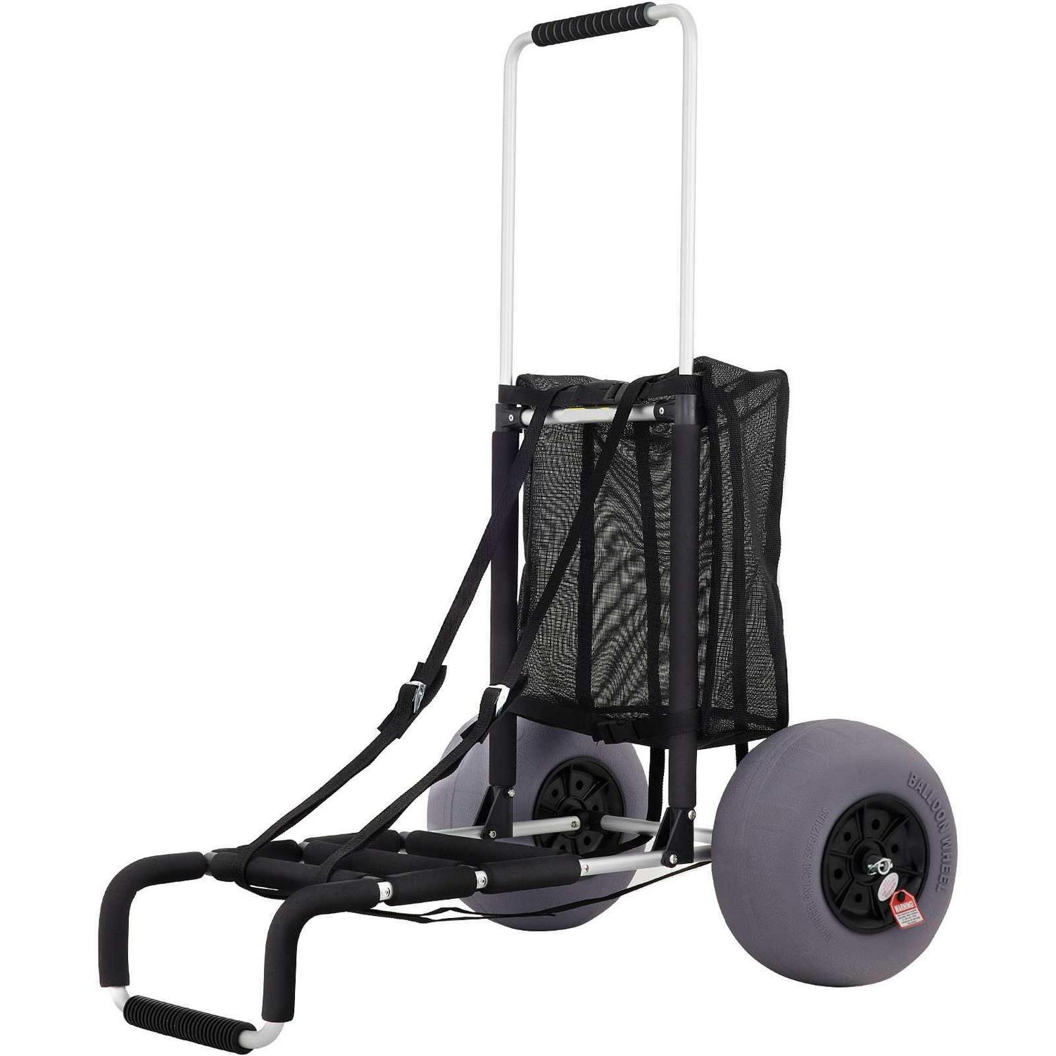 BENTISM Beach Cart for Sand, 165 lbs Capacity, Foldable, Adjustable Handle, 13&prime;&prime; Balloon Wheels, Black