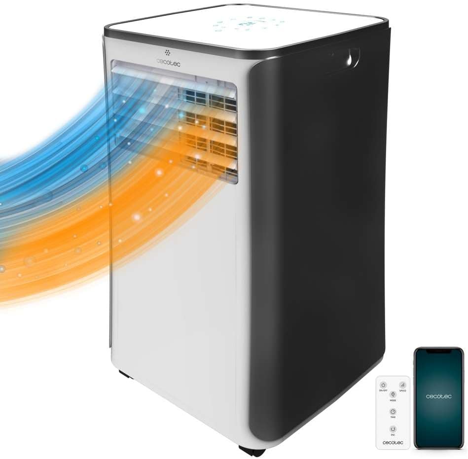 Cecotec Condizionatore Portatile con telecomando e pompa di calore ForceClima 9400 Heating. Riscaldamento insonorizzato 9000 BTU, display a LED, 5 modalità, deumidificazione, copertura 25 m2