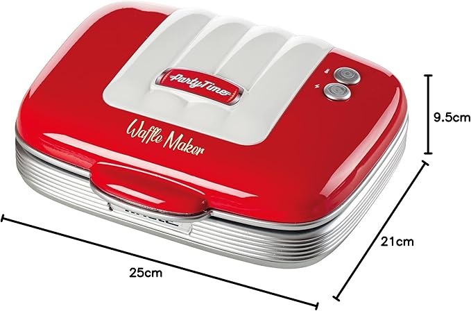 Ariete 1973 Waffle Maker Party Time - Piastra Elettrica per Waffle - Piastre Antiaderenti - 700 Watt - Rosso