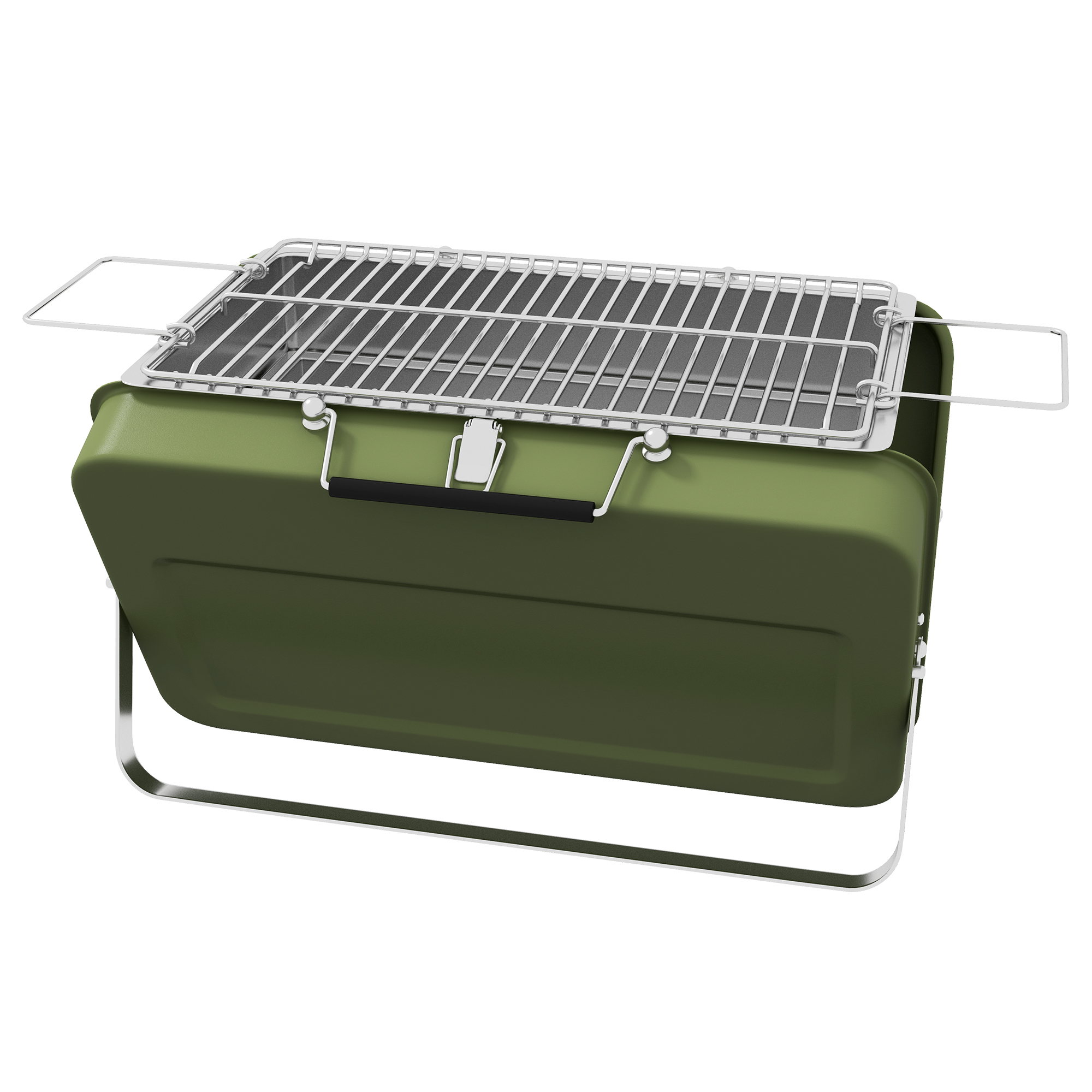Outsunny Koffergrill, Mini-Kohlegrill, klappbar, mit Kohleschale und Ascheauffangschale, Metallgehäuse, Grün