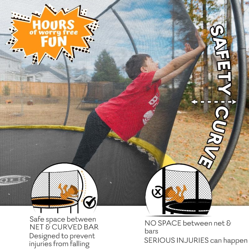 JUMPZYLLA Trampoline 8FT 10FT 12FT 14FT 15FT 16FT Trampoline with Enclosure - Recreational Trampolines with Ladder and AntiRust Coating, ASTM Approval Outdoor Trampoline for Kids