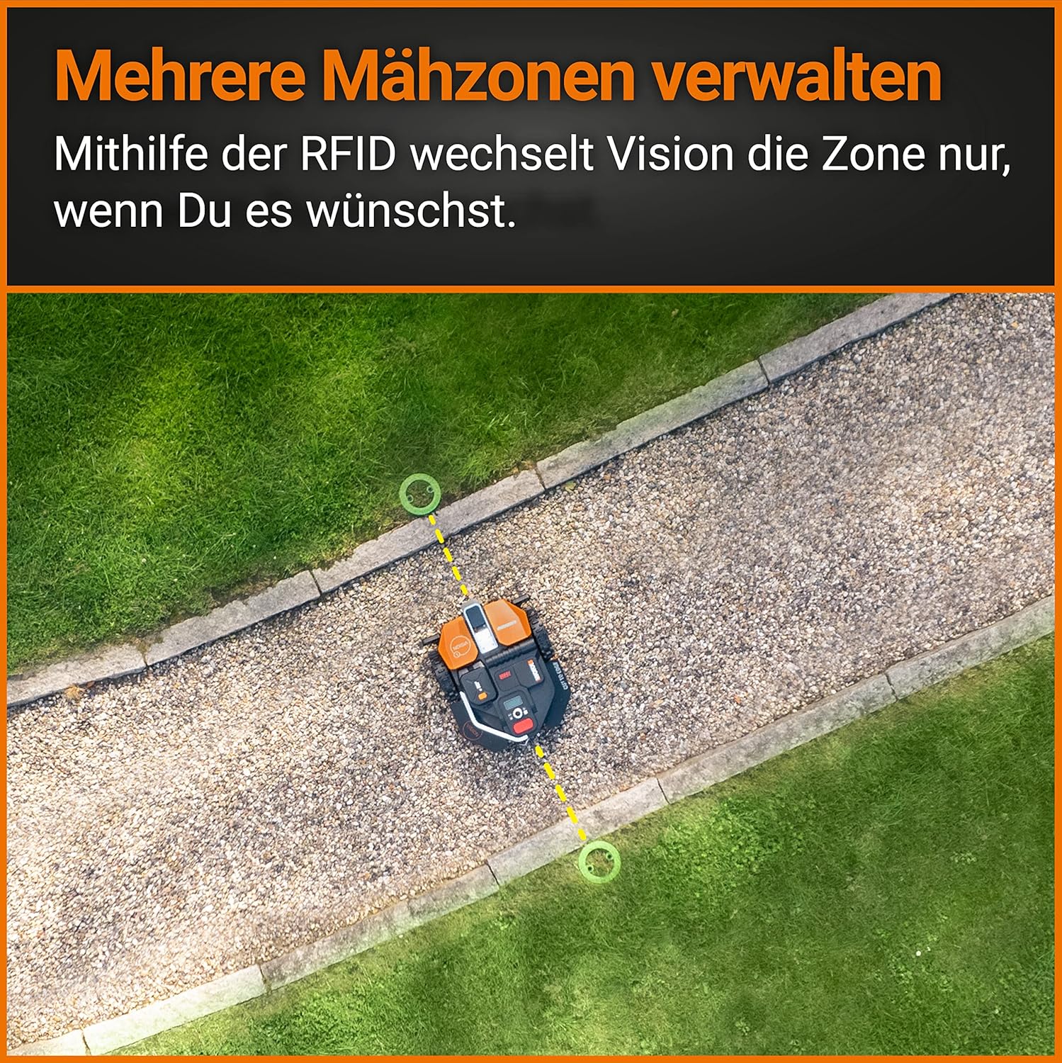 WORX Landroid M WR141E Mhroboter/Akkurasenmher für kleine Grten bis 500 qm/Selbstfahrender Rasenmher für einen sauberen Rasenschnitt, Bunt