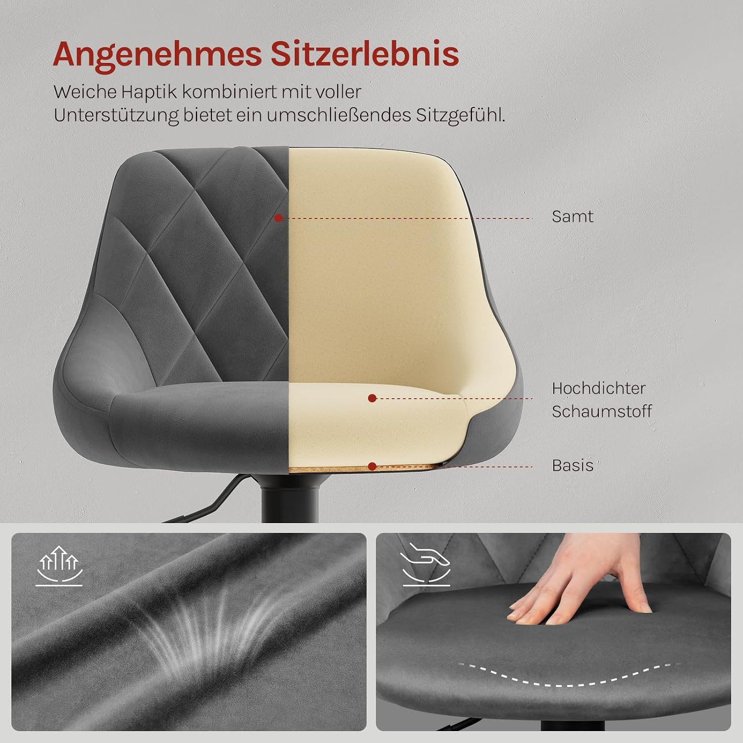 WOLTU Barhocker mit Rückenlehne, höhenverstellbar und drehbar