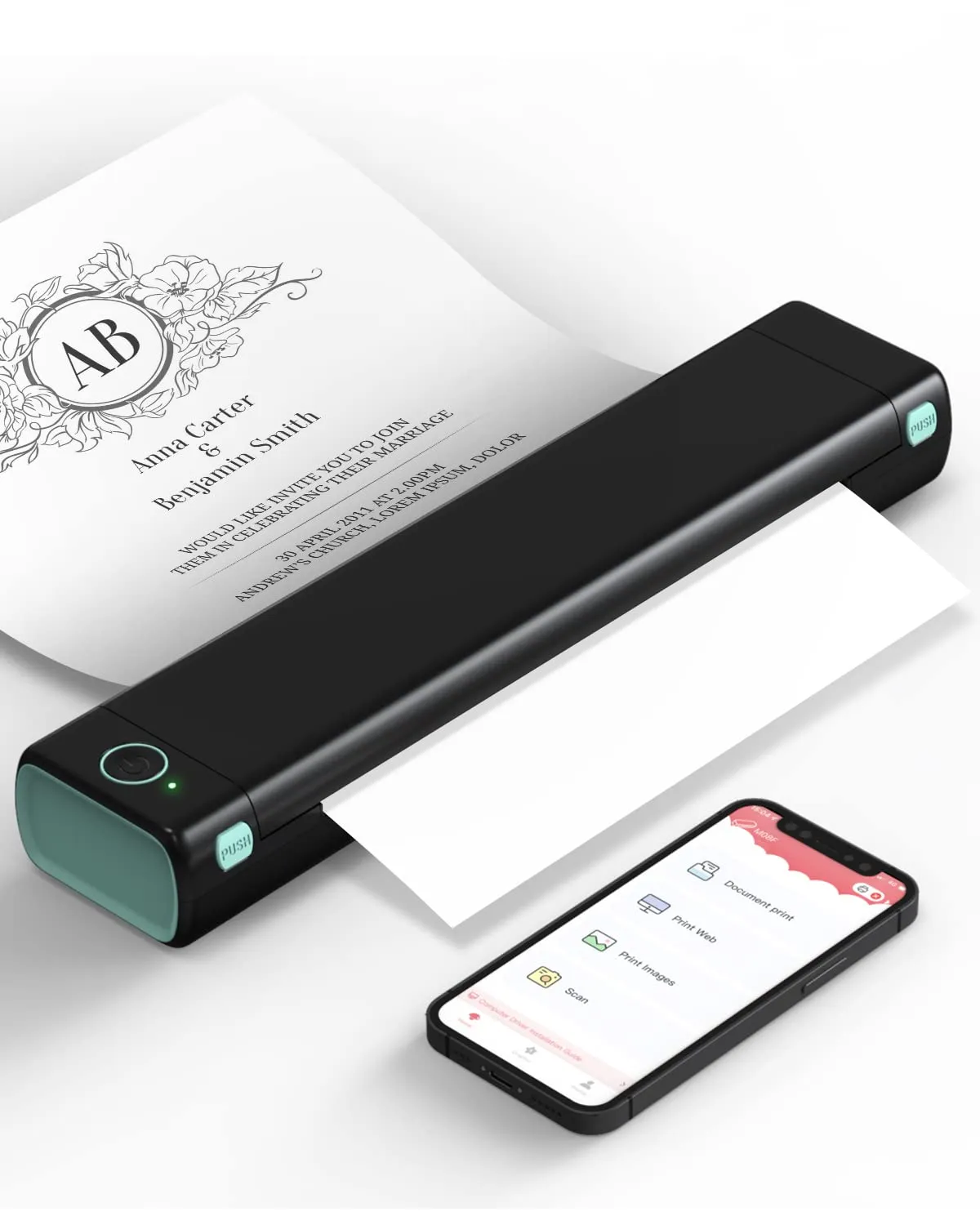 Phomemo Portable Printer Wireless for Travel, Bluetooth Mobile Printer Support 8.5" X 11" US Letter