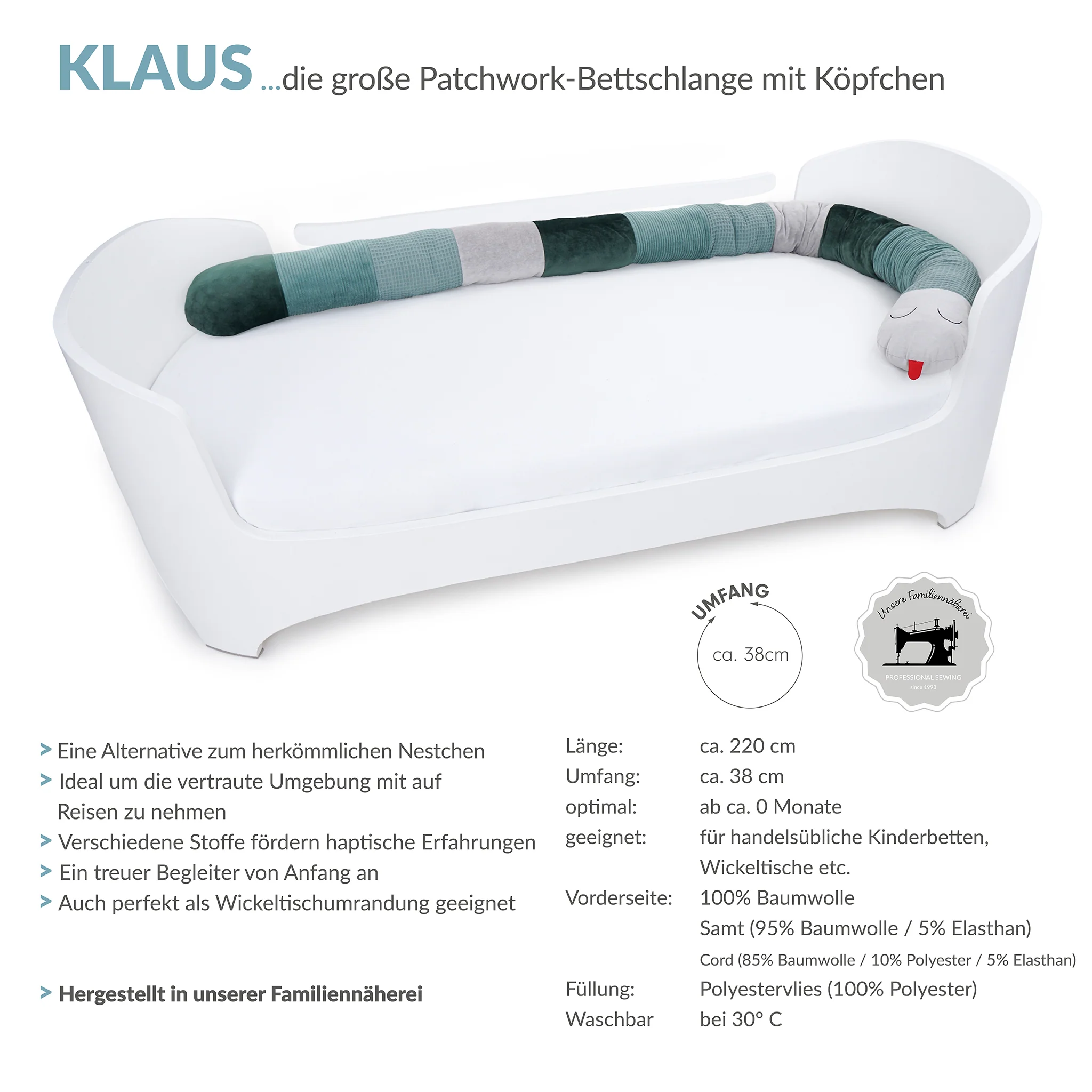 KLAUS patchwork Bettschlange