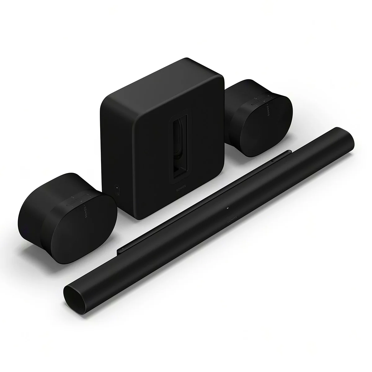 2025 Definitieve Sonos Immersieve Set met Arc Ultra Soundbar, Subwoofer Sub 4 en Paar Era 300 Draadloze Luidsprekers (Zwart)