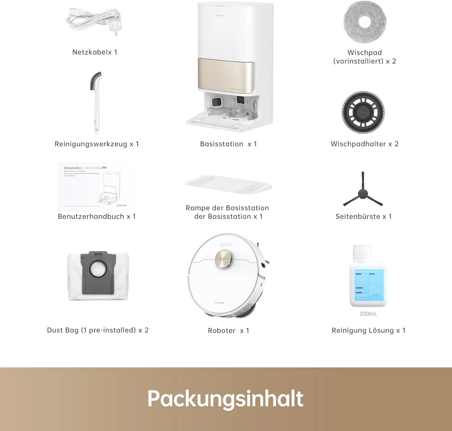 dreame L10s Pro Ultra Heat Saugroboter mit Wischfunktion, Automatische Moppreinigung mit heißem Wasser, Moppverlängerung, 7.000 Pa Saugkraft, Doppelte Mopp- und Bodenreinigung, Teppicherkennung