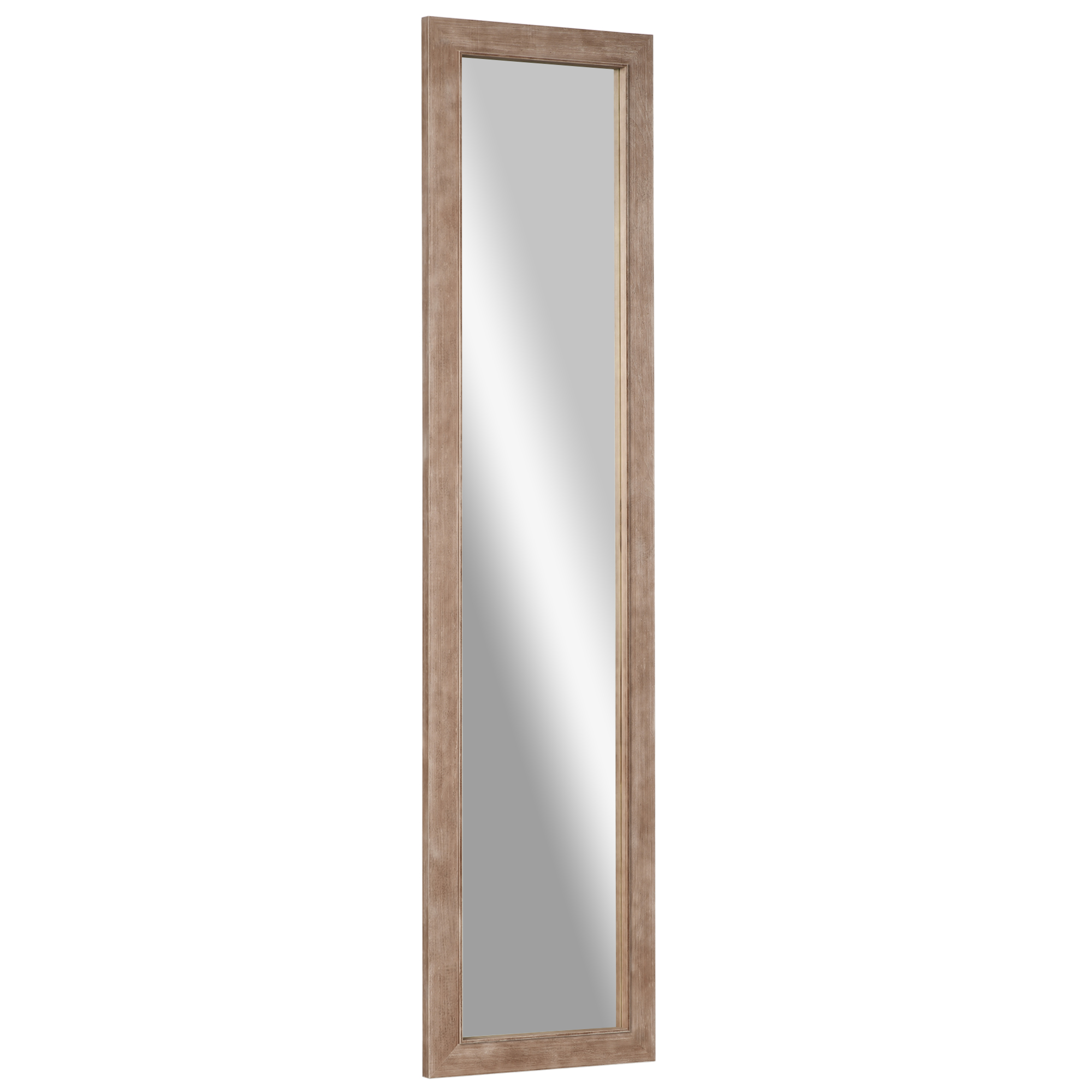 HOMCOM Großer rechteckiger Spiegel mit Holzrahmen zum Aufhängen oder Aufstellen 160 x 39,8 cm hellbraun