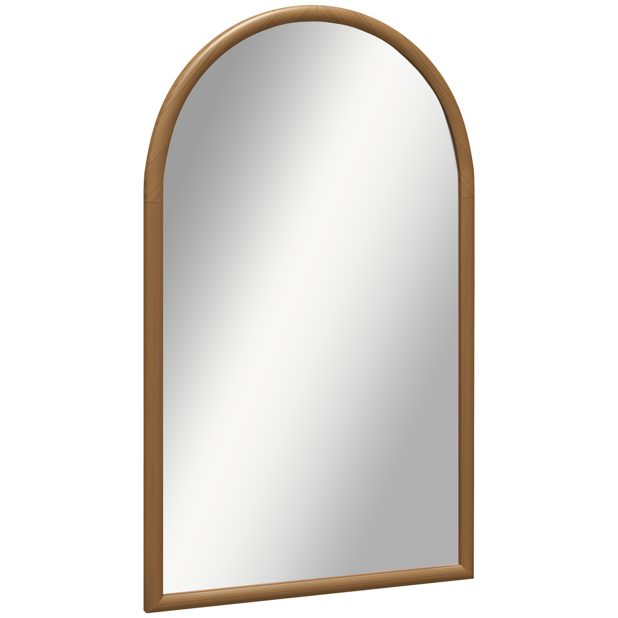 HOMCOM Wandspiegel Bogenform, 110 x 65 cm Holzrahmen, Bogenförmiger Spiegel für Wohnzimmer, Schlafzimmer, Eingangsbereich, Dunkelbraun
