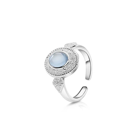 Newbridge Silverware Ornate Ring with Light Blue Stone