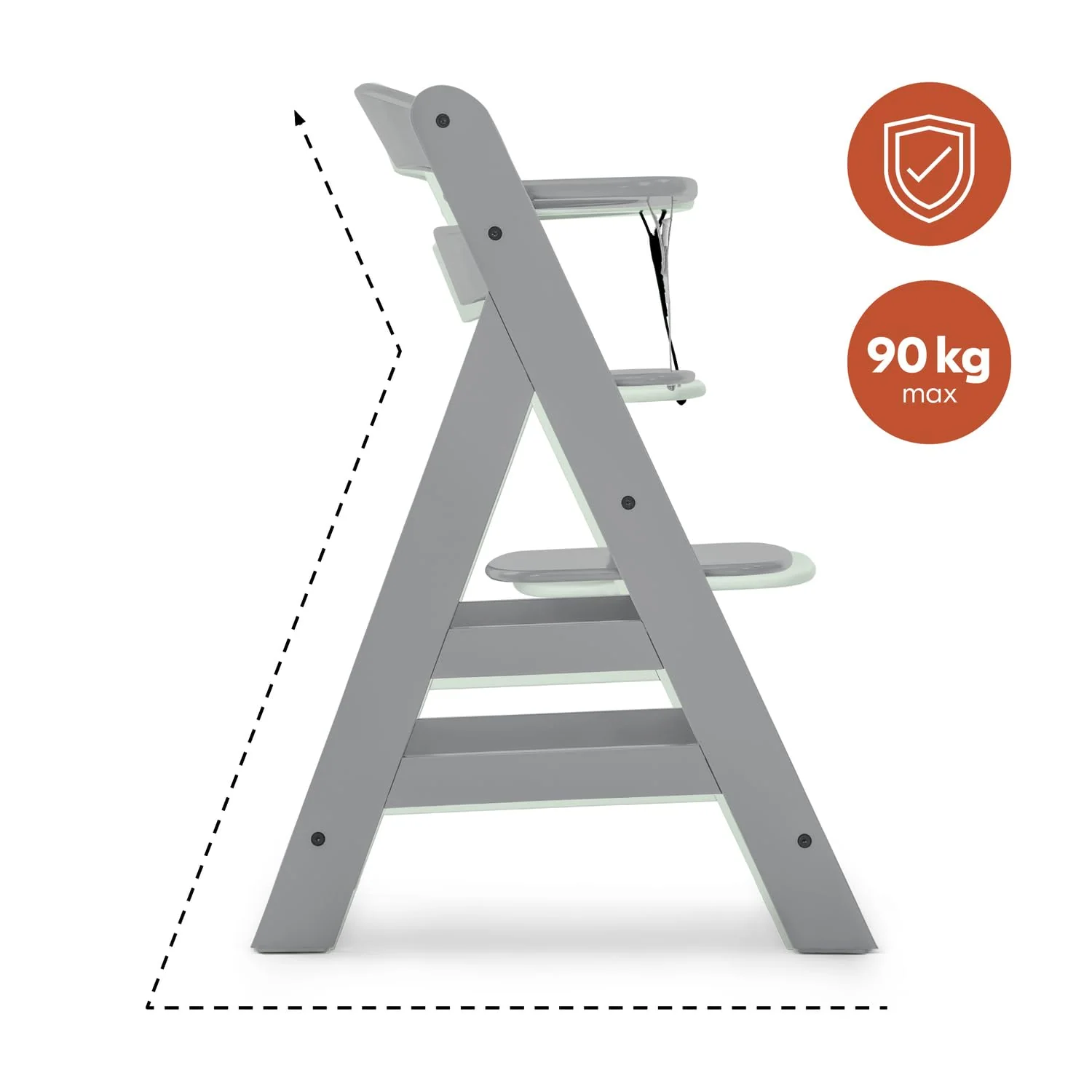 hauck Alpha Plus Hochstuhl aus Holz, mitwachsender Kinderhochstuhl mit 5-Punkt-Gurt und Schutzbügel
