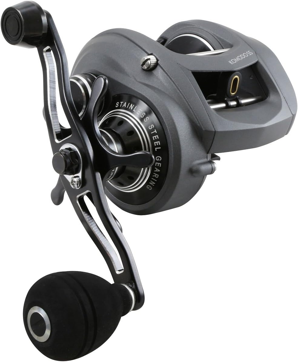 Okuma Komodo SS Baitcaster mit Aluminiumrahmen, Edelstahl, niedriges Profil
