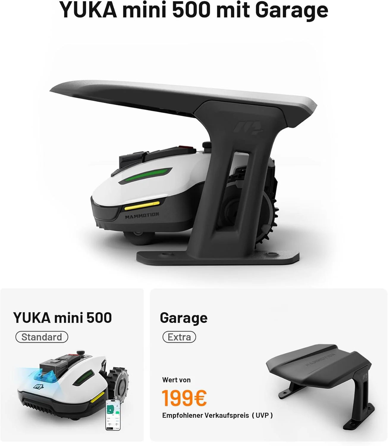 MAMMOTION YUKA Mini 700 robotmaaier zonder begrenzingsdraad, NetRTK+Vision, geen RTK-antenne nodig, automatische kartering, aanbevolen 700m2, max. 1100m2, met 4G-module, 50% helling