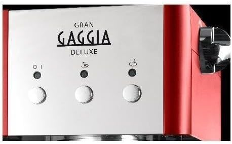 Gaggia Ri8425/22 Grangaggia Deluxe Macchina Manuale per Il Caffè Espresso, Macinato e Cialde, 15 Bar, Colore Rosso, 1025W