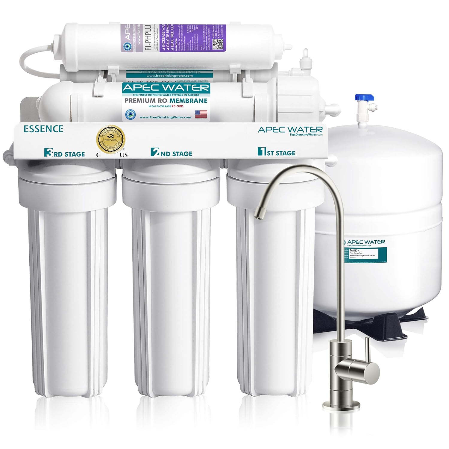 APEC Water Systems ROES 50X 5 Stage Reverse Osmosis Water Filter, WQA Certified, Under Sink Installation
