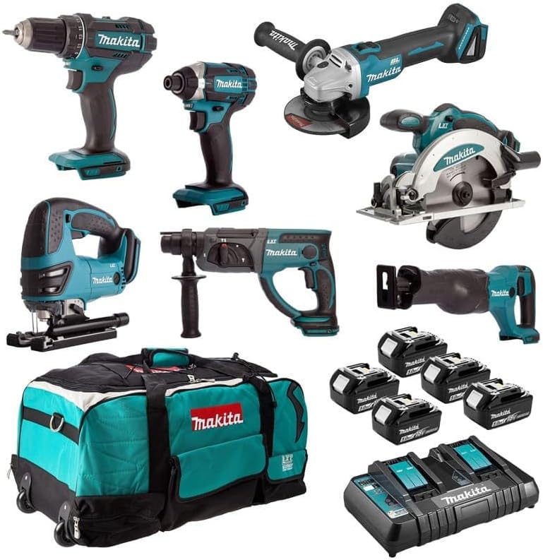 ENSEMBLE DE 7 MACHINES MAKITA (DDF482 + DTD152 + DGA504 + DSS610 + DHR202 + DJR186 + DJV180) - DLX7013PT1