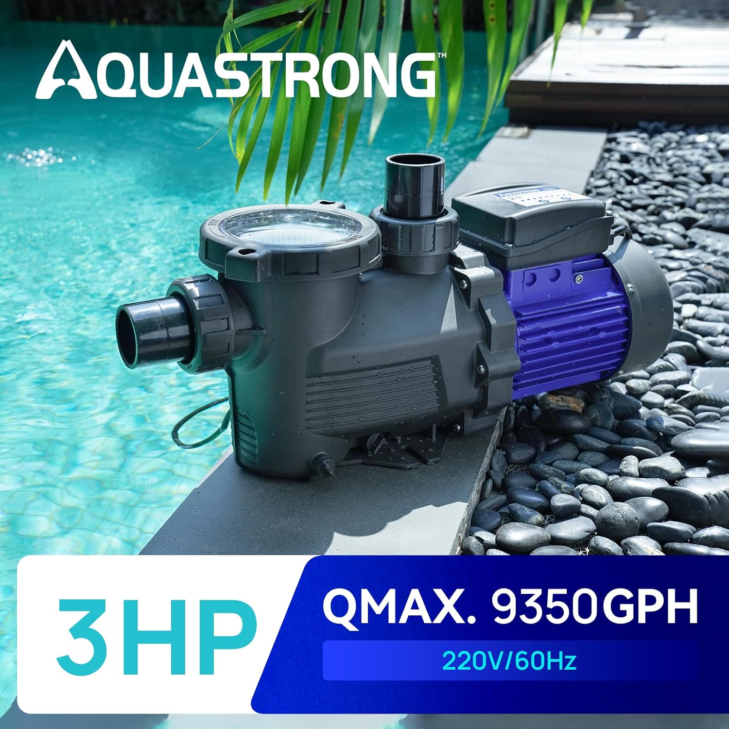 Aquastrong In/Above Ground Pool Pump High Flow Self Primming Swimming Pool Pump Lce Blue