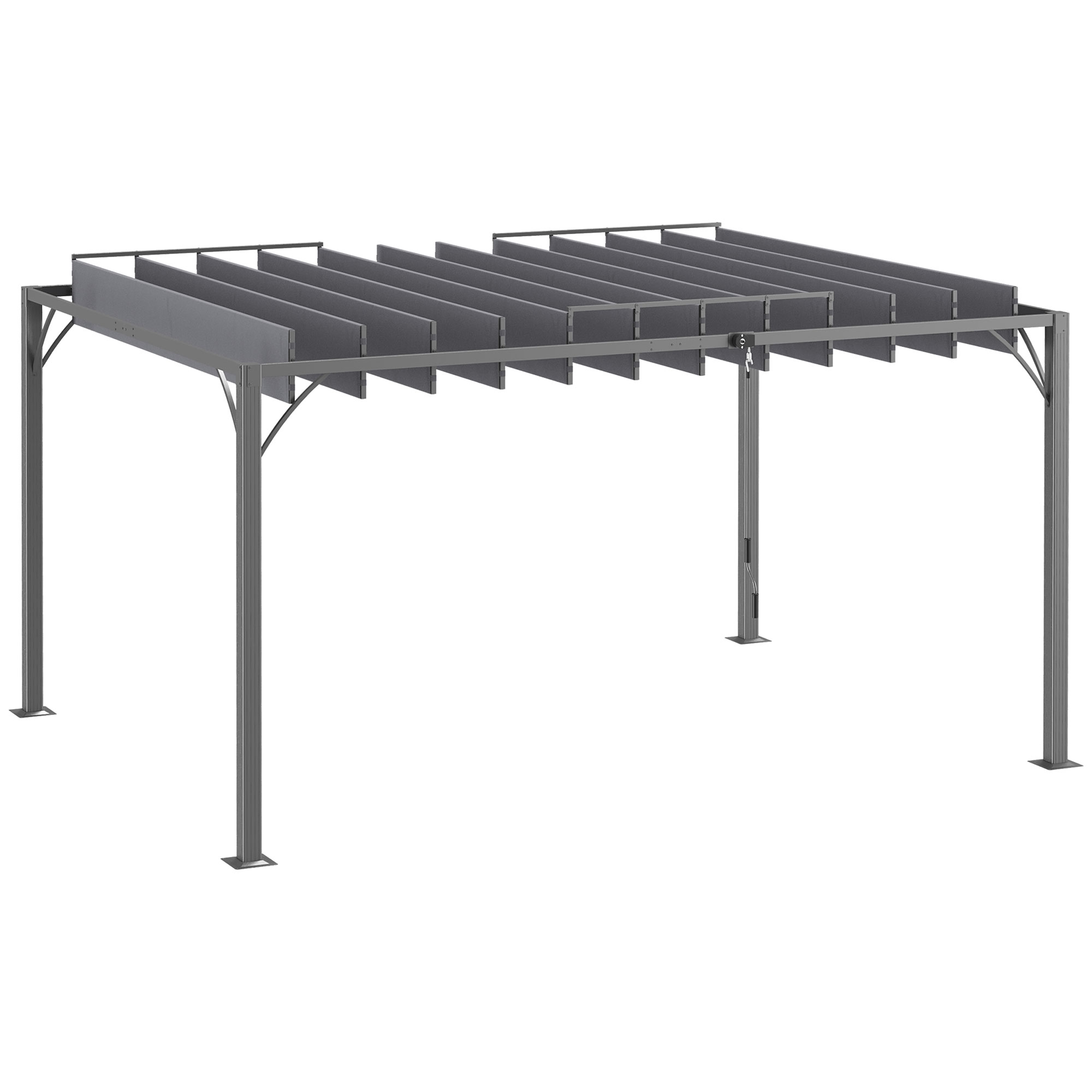 Outsunny Pergola 4 x 3 m bioklimatische Pergola mit verstellbaren Lamellen zeitgemäßes Design UV 50+ Aluminium - grau