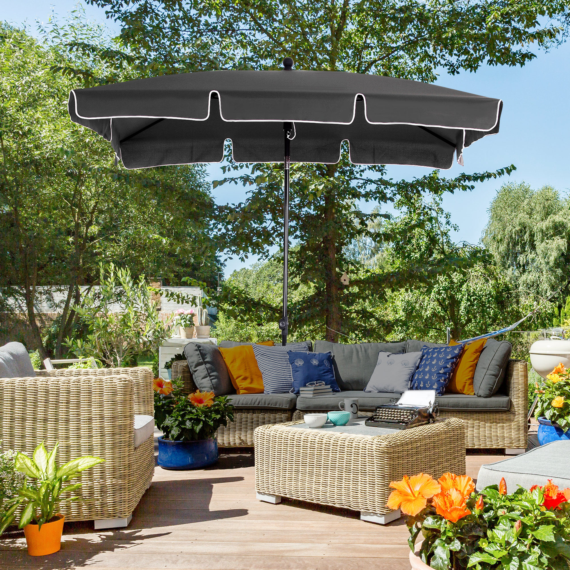 Outsunny Sonnenschirm Strandschirm Gartenschirm Schirm Balkonschirm Sonnenschutz knickbar Grau