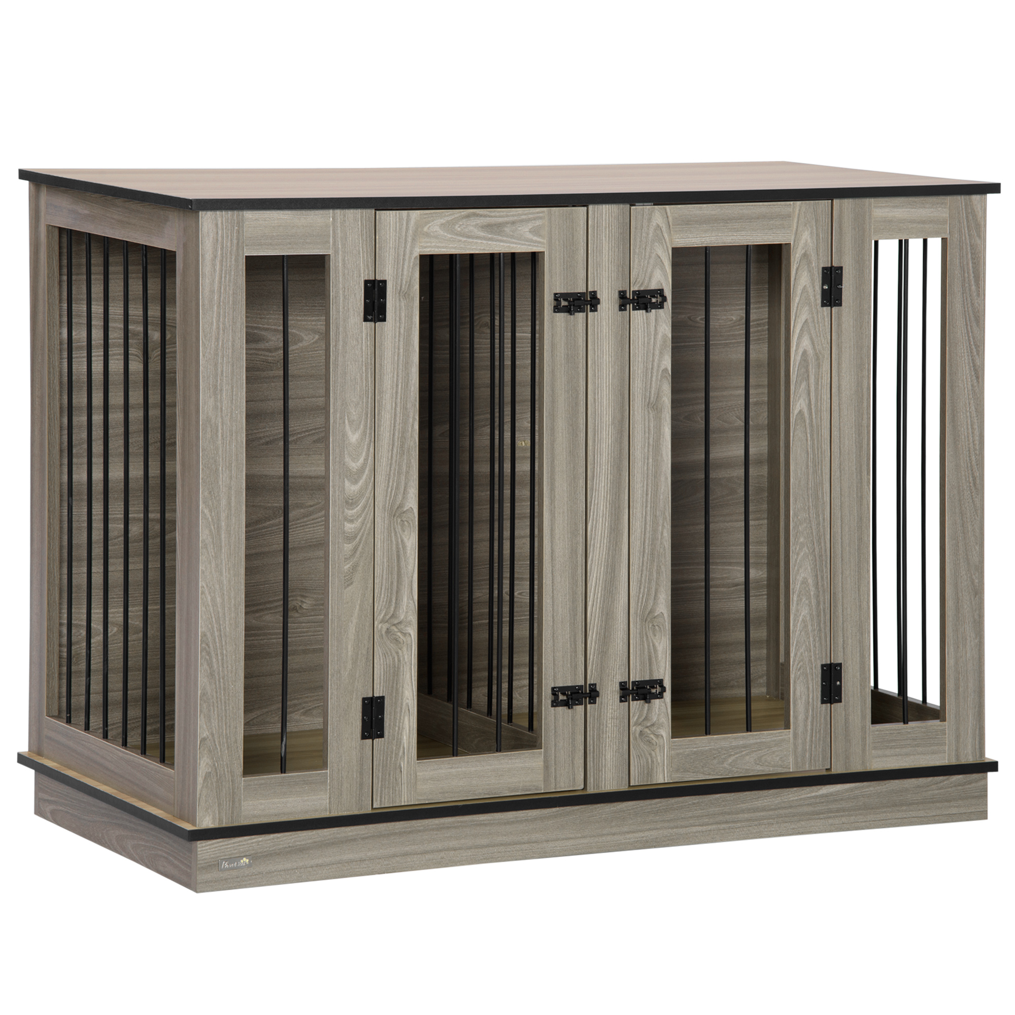 PawHut Hundekäfig im modernen Design, Hundebox, inkl. herausnehmbarer Trennwand, verriegelbar, Braun + Schwarz