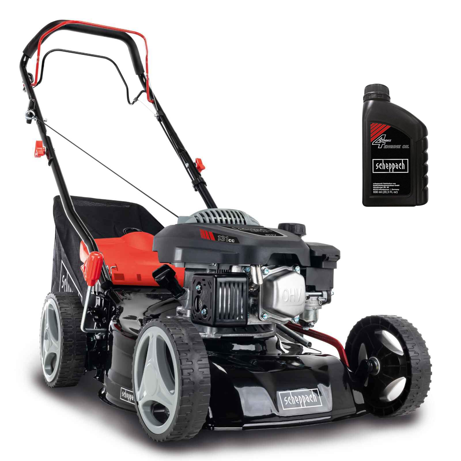 Benzin-Rasenmäher mit Radantrieb, 42 cm Schnittbreite, 3,3 PS, Mulch- und Reinigungsfunktion, 45 L Fangkorb, inkl. Motoröl