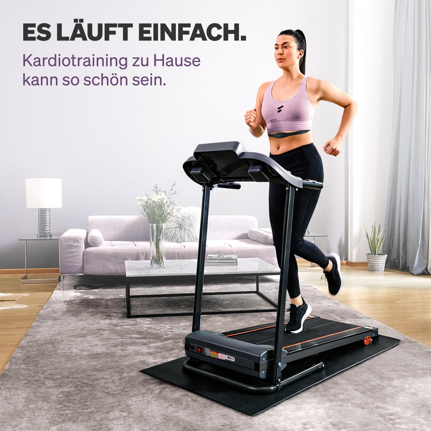 Laufband für Zuhause klappbar mit Selbstschmiersystem, 2,5 PS Motor bis 10 km/h und 150 kg Belastbarkeit