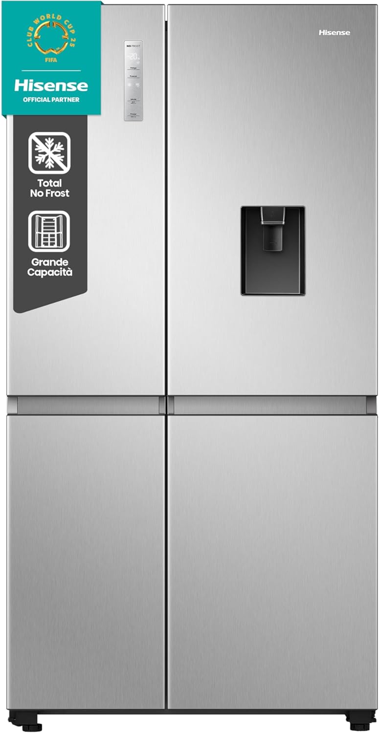 Hisense RS711N4AFE Frigorifero Side by Side, Grande capactià 550 litri, Nero, Total No Frost, Convert active zone, Classe E, Motore Inverter, Controllo Elettronico Touch, Cassetto Fresh Crisper
