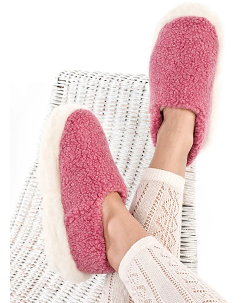 Merino Wool Slippers , Pink