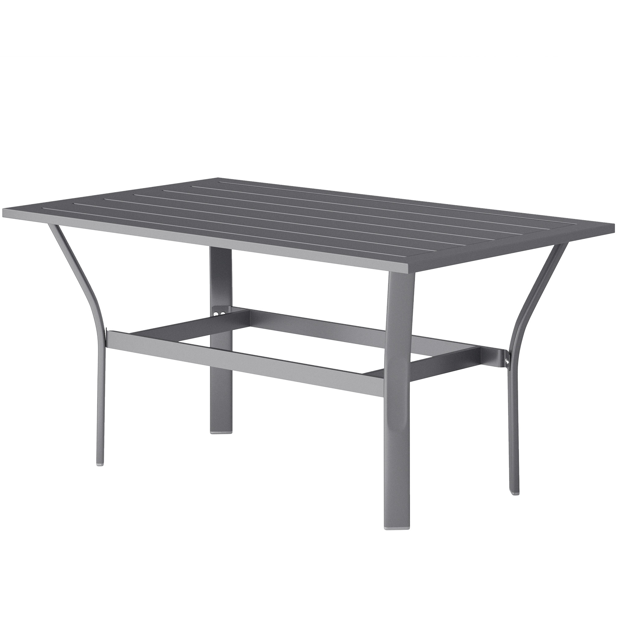 Outsunny Beistelltisch Metall Balkontisch mit Lamellendesign wetterfest Kaffeetisch Gartentisch 91,5 x 55 x 45 cm Dunkelgrau