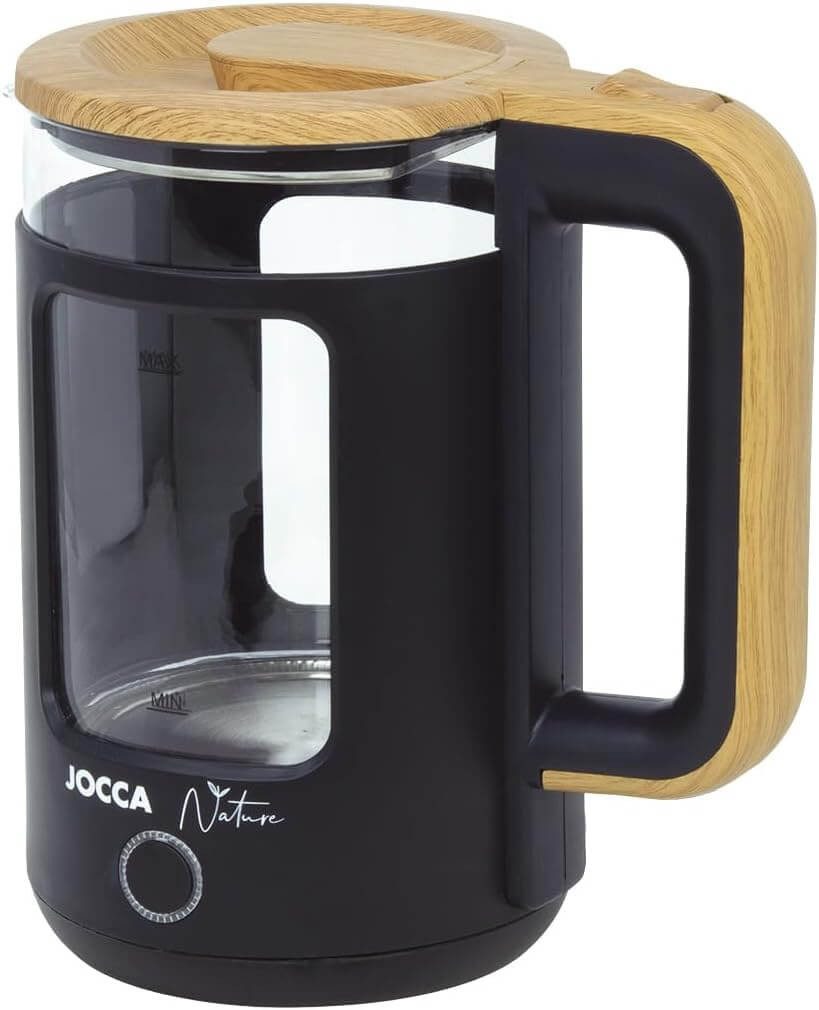 Wasserkocher JOCCA Elektrischer Wasserkocher 1,8L, Nature-Line Schwarz, 360° Basis