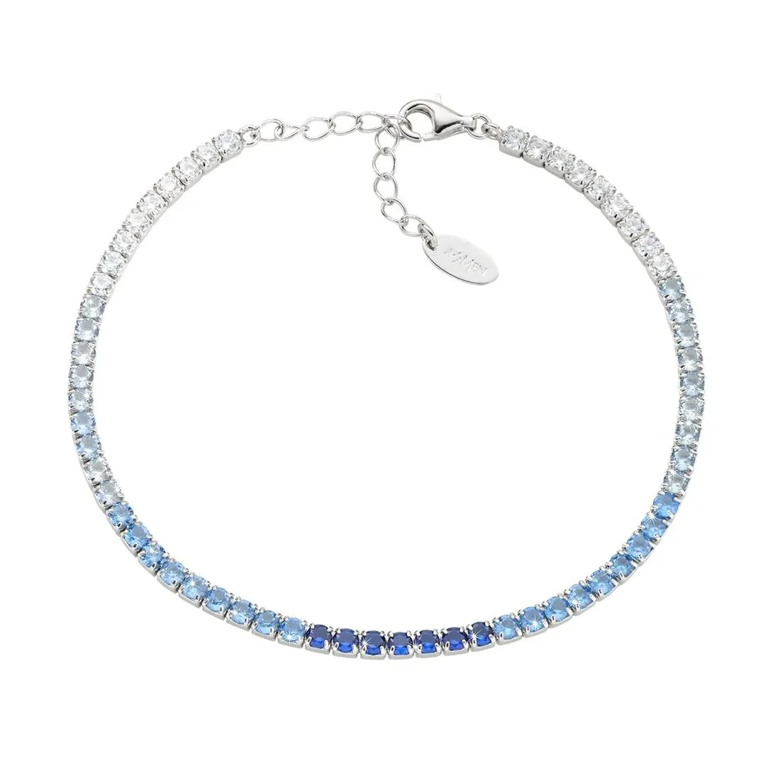 Bracciale Amen tennis argento bianco e blu in sfumatura degrad�� BT25DEBBL17