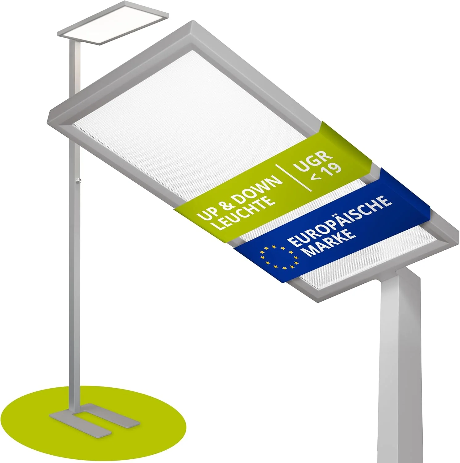 INNOVATE Schreibtisch, 80 W, Silber, LED Stehlampe Büro Dimmbar 7500lm UGRunter 19 Deckenfluter, Tageslichtlampe Stehlampe Dimmbar I Stehlampe LED