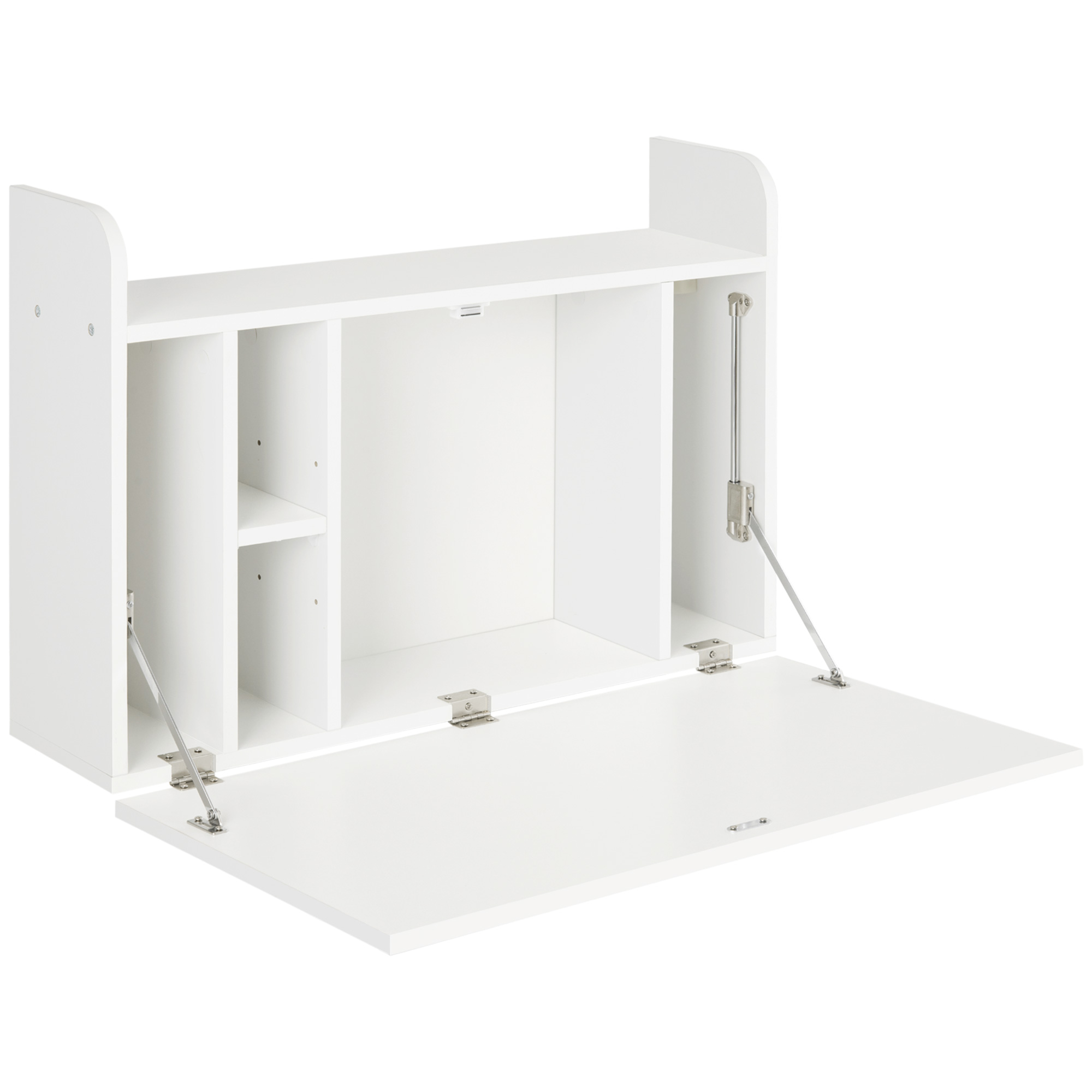 HOMCOM Wandklapptisch mit Regalen, 77 cm x 20 cm x 51 cm, Weiß