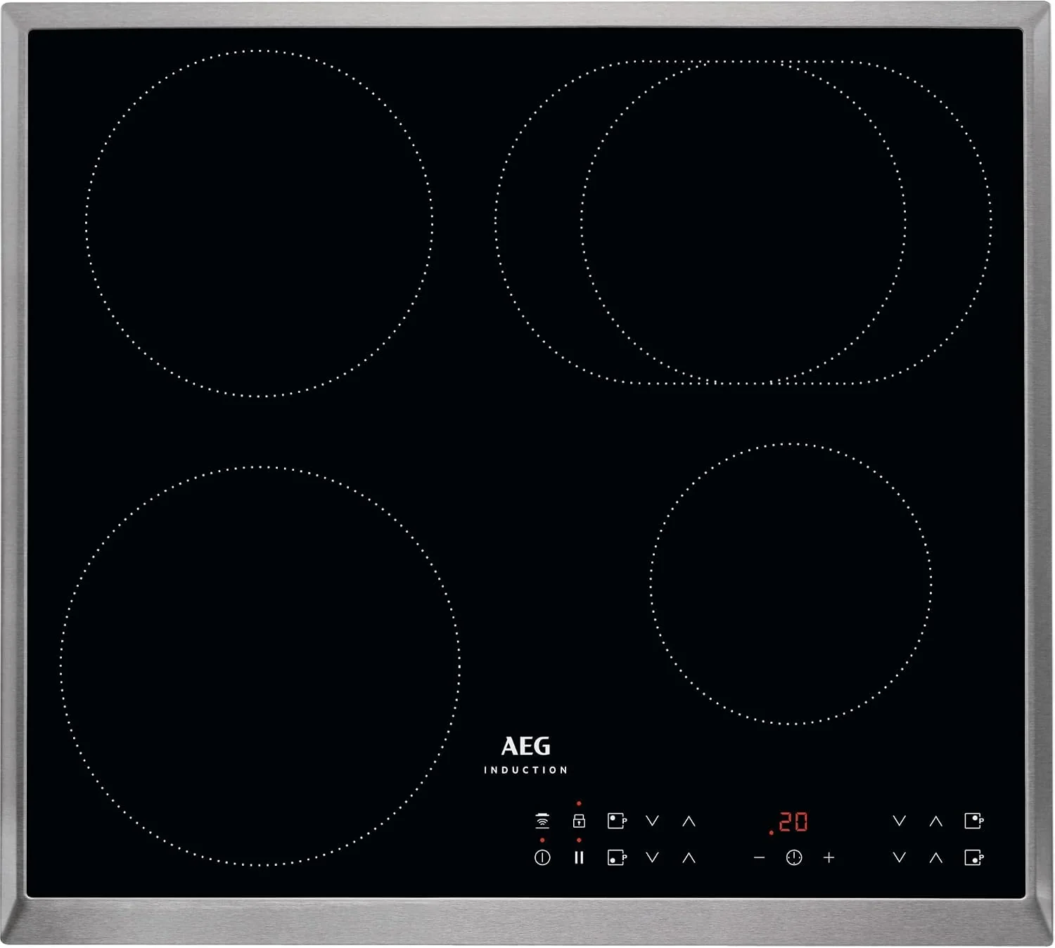 AEG IKS6431AXB Induktionskochfeld autark 60cm, 7350 W, 4 Zonen mit 4x Power-Funktion für schnelles Kochen, kompatibel mit Haubenautomatik, 14 Stufen