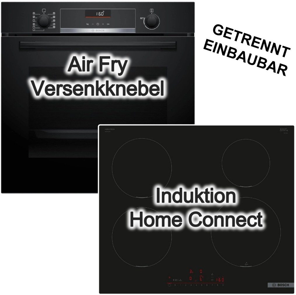 Backofen-Set Teleskopauszug 3DHeißluft + Induktionskochfeld HomeConnect PowerBoost