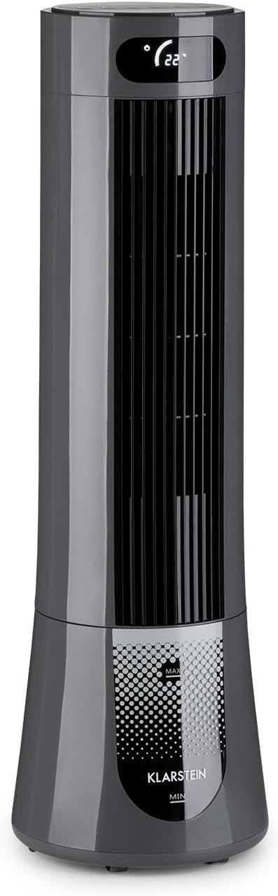 Klarstein Condizionatore Portatile Senza Tubo 45W, 5in1, Umidificatore, Climatizzatore Portatile Silenzioso con Night Mode, Ventilatore Aria Fredda, Raffrescatore d’Aria 132m3/h, Serbatoio da 7L