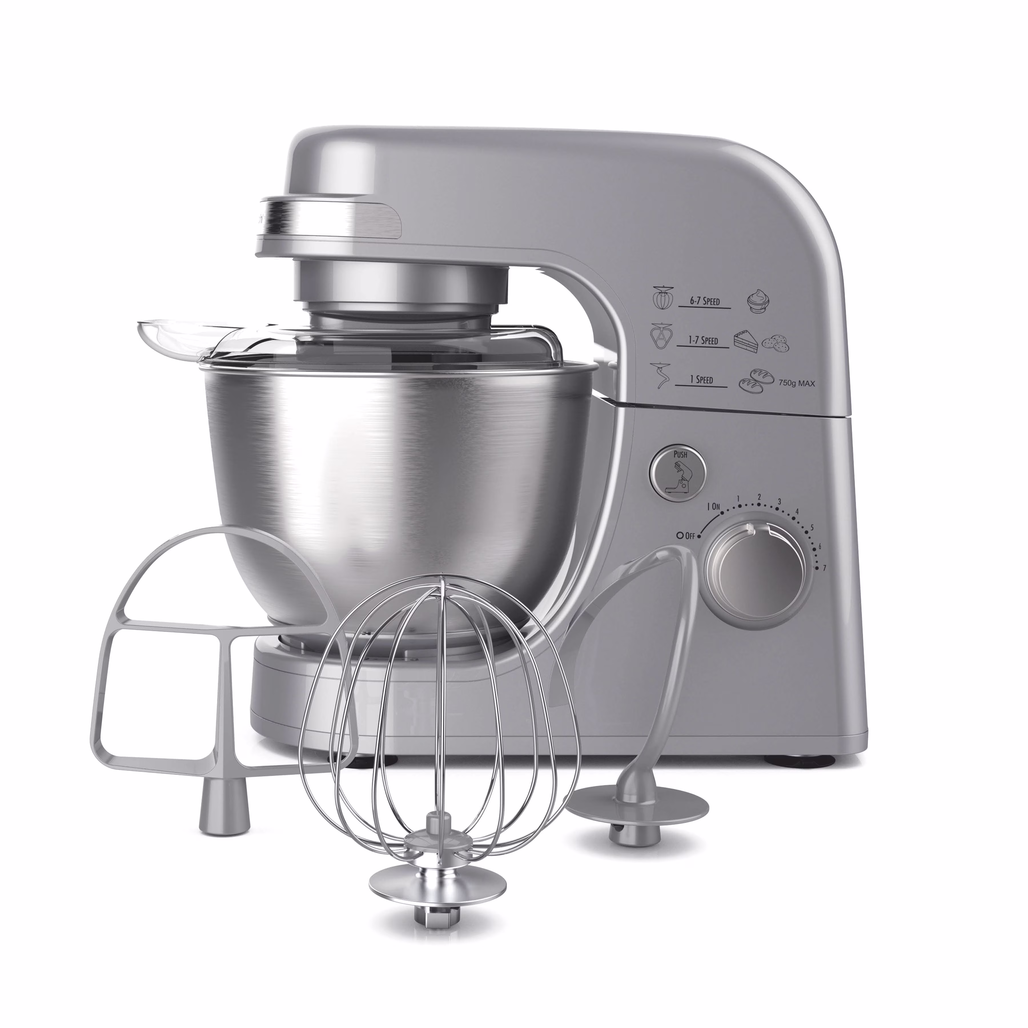 Hamilton Beach 4 Quart Stand Mixer for Kitchen, 7 Speeds, Tilt-Head, Dough Hook, Whisk & Flat Beater, White