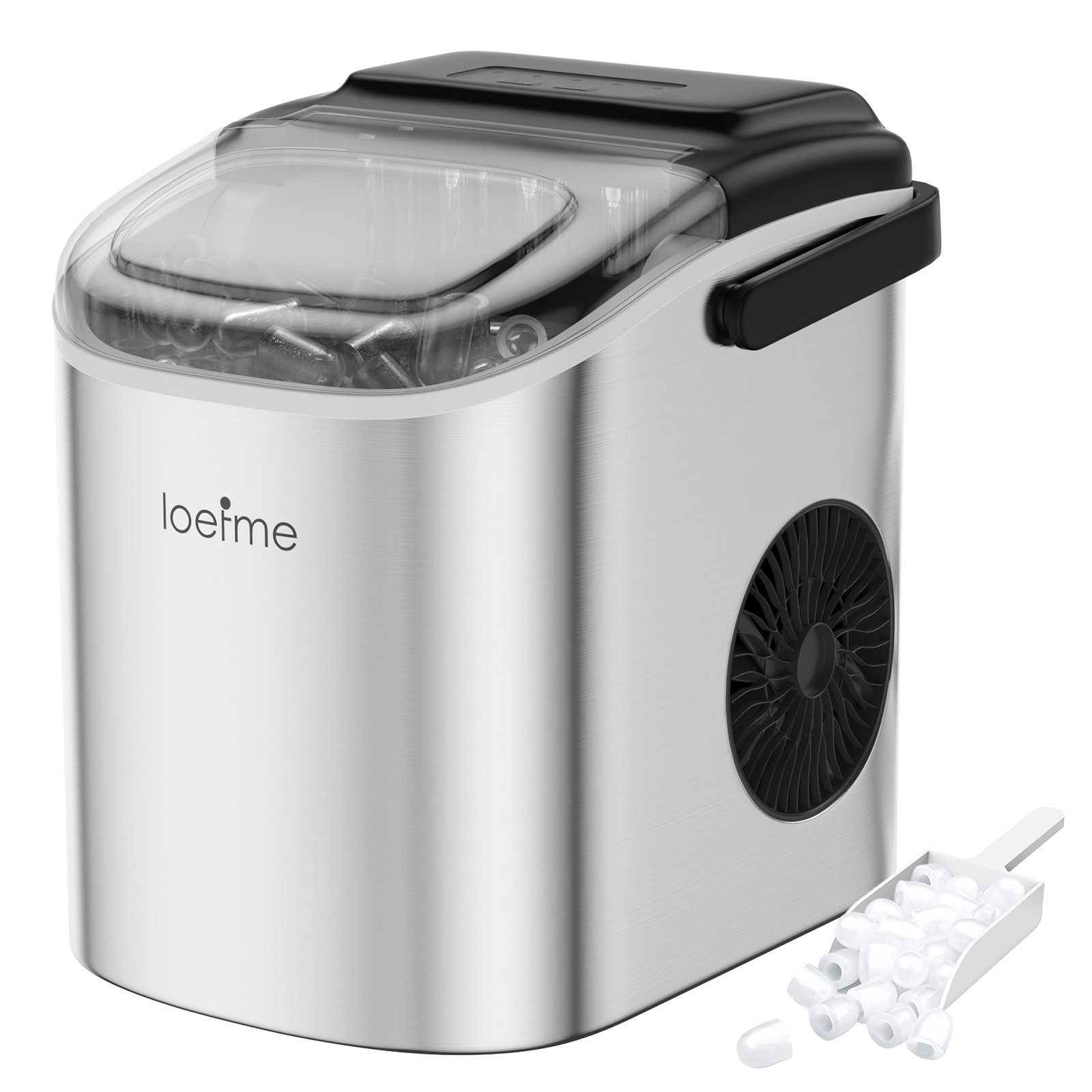 Eiswürfelmaschine 9 Eiswürfel in 6 Minuten, Eismaschine Tragbar, 12kg/Tag, ≤ 43 dB