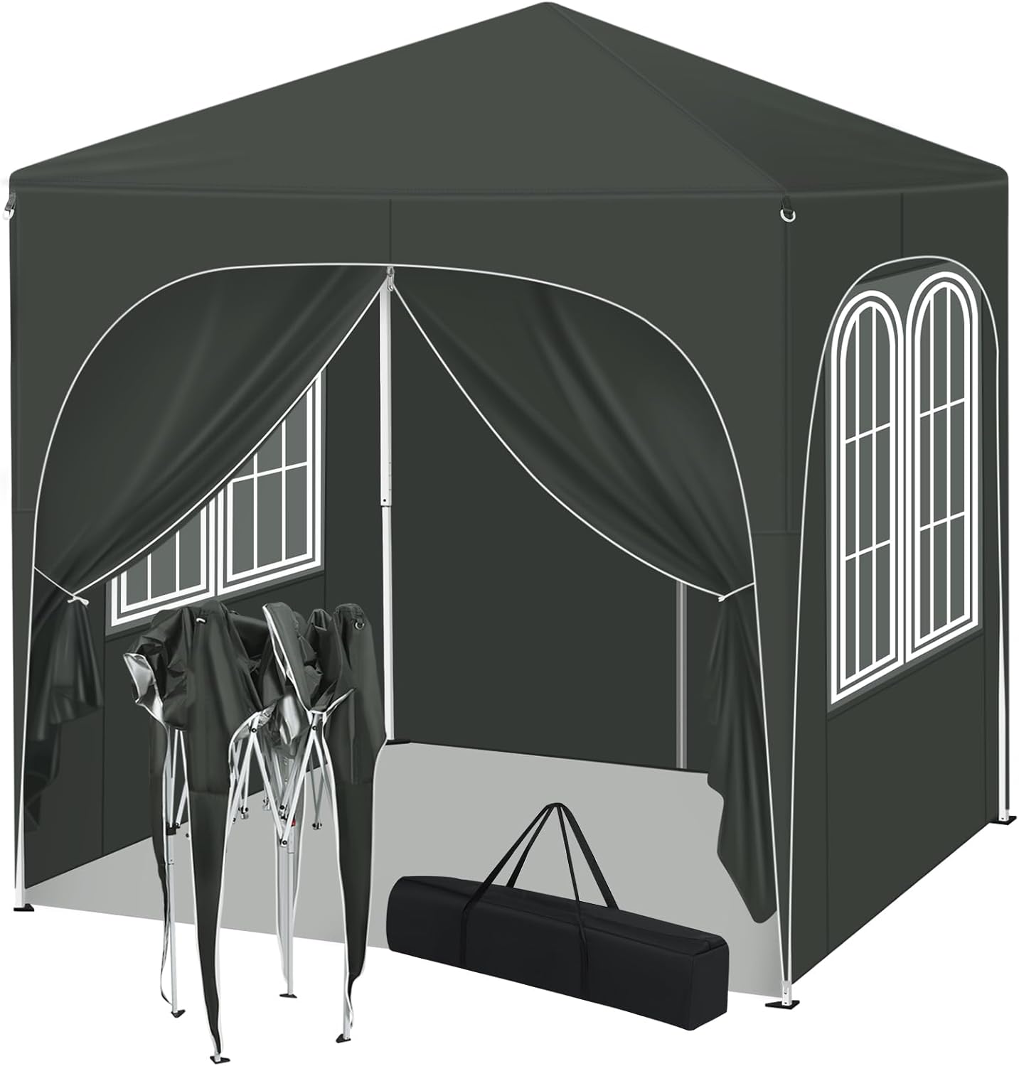 WOLTU Gazebo Pieghevole 2x2m con 4 Pareti Rimovibili - Protezione Solare UPF 50+, Struttura Metallica Anti-Vento, 3 Regolazioni Altezza, Tendone da Giardino/Campeggio/Spiaggia - Verde